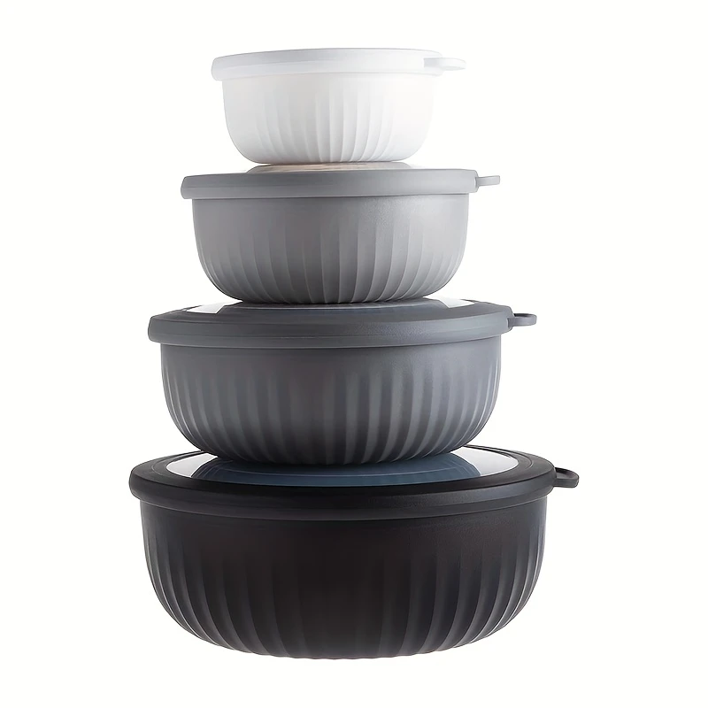 8 pièces/Ensemble de Bols à Mélanger Étanches avec Couvercles, Tailles Variées, Contenants Réutilisables pour Salades et Snacks, Idéal pour la Préparation des Repas, Fournitures de Cuisine, Mariage, Thanksgiving, Stockage au Frigo