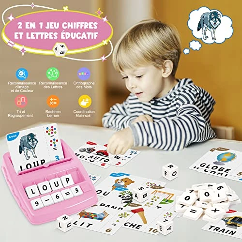 Joozmui Jouet Fille 3-8 Ans, Jeux Educatif 3-8 Ans Cadeau Garcon 3-8 Ans Apprendre a Lire Jouet Enfant 3-6 Ans Garçon Jeux de Societe 3-8 Ans Jeux Enfant Française Lettre