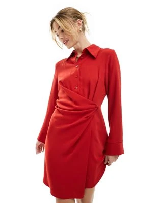 Mango - Robe mi-longue nouée à la taille - Rouge | ASOS
