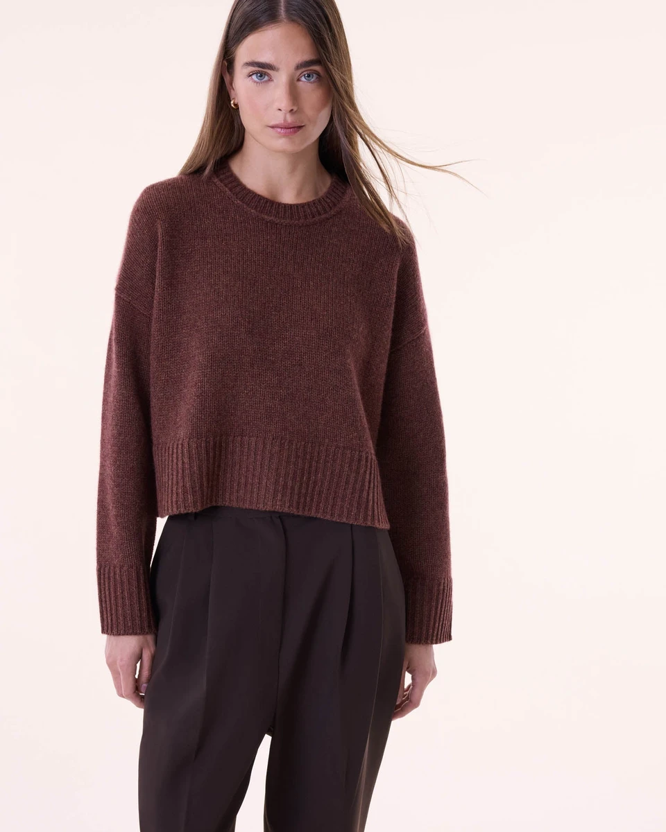 Pull Cachemire Uni Femme Marron Pecan | Kujten Cachemire