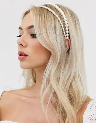 DesignB London - Serre-tête double rang - Perle