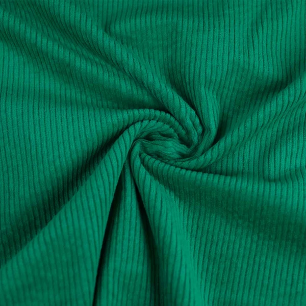 Tissu velours côtelé coton stretch uni - émeraude | Pour couture d'habits en velours de poids moyen