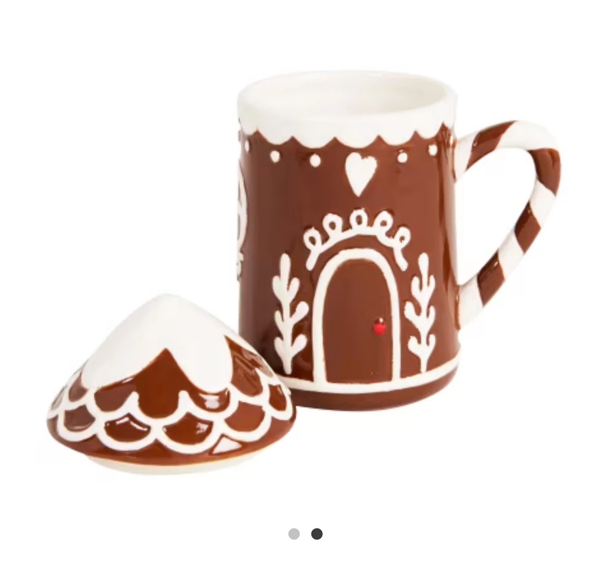 Mug avec couvercle en grès marron et blanc