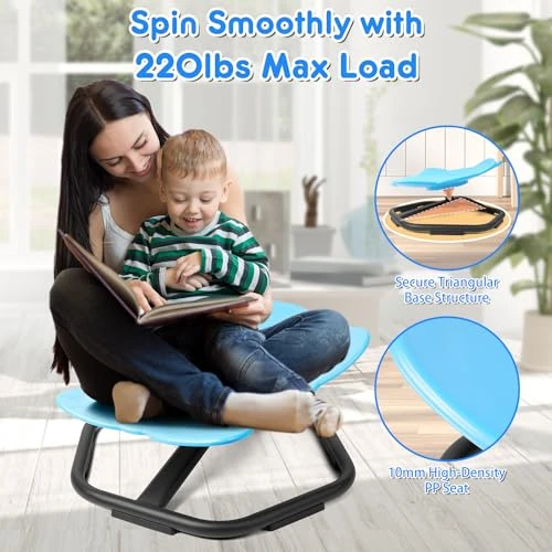 TERRAMUS Autisme Chaise Pivotante pour Enfant, 360° Carrousel Chaise Sensorielle, Entraînement de Coordination et Équilibre du Corps, Chaise d'équilibre pour Enfants, Jouet Scientifique d'équilibre