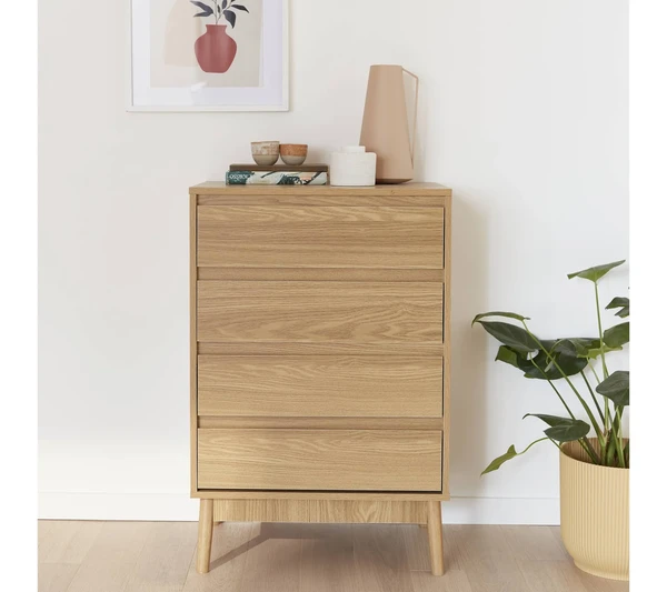 Commode De Rangement Décor Bois. 4 Tiroirs
