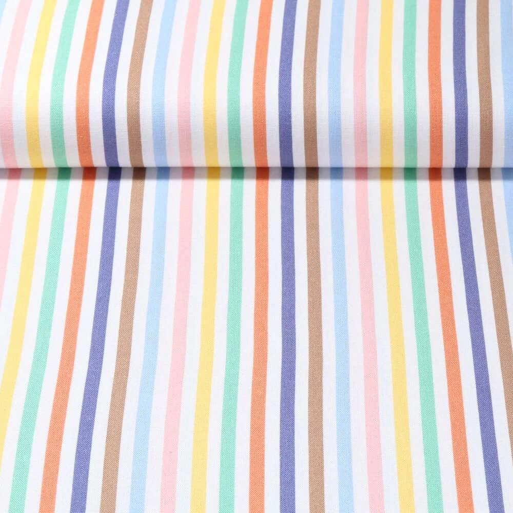 Lin viscose - Rayures Ecru Pastel