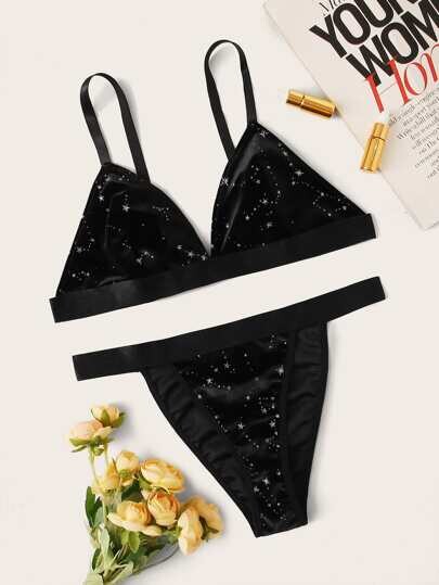 Ensemble de lingerie en velours à imprimé