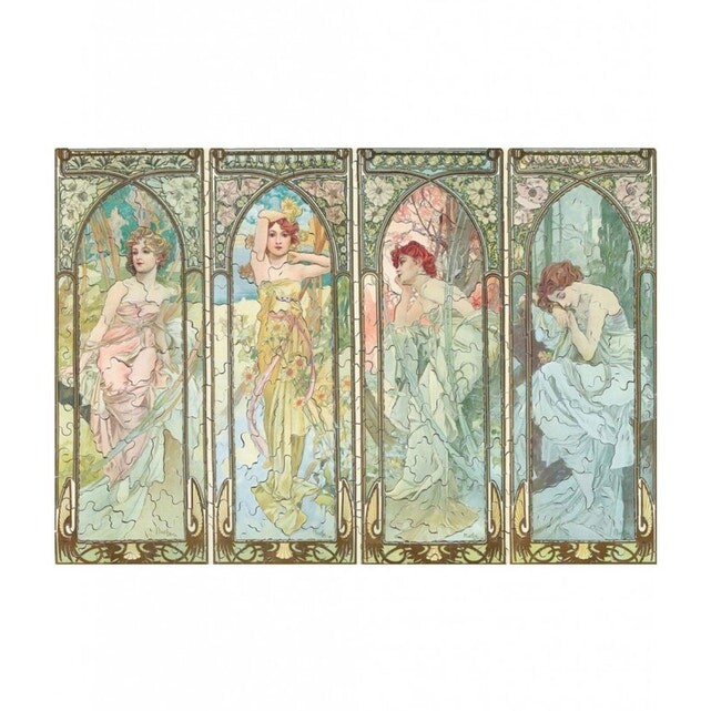 Puzzle d&#39;art en bois 350 pièces Michèle Wilson : Les Heures du Jour - Mucha 