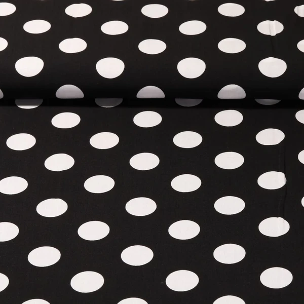 Popeline de viscose - Gros pois Noir