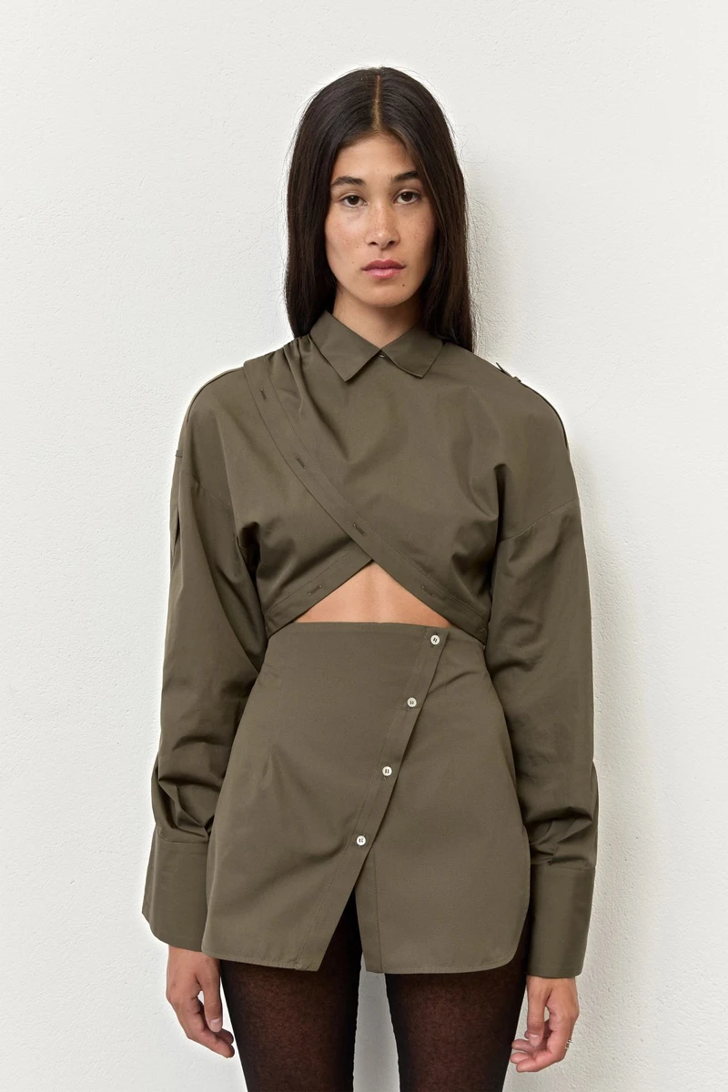 Halia Khaki Multipositional Shirt
