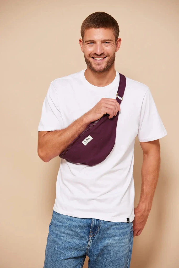 Grand Sac Banane Sasha Violet Prune Coton Bio | Hindbag