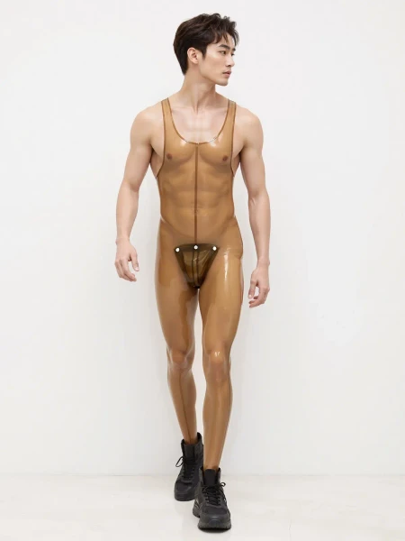 Combinaison débardeur en latex translucide pour homme