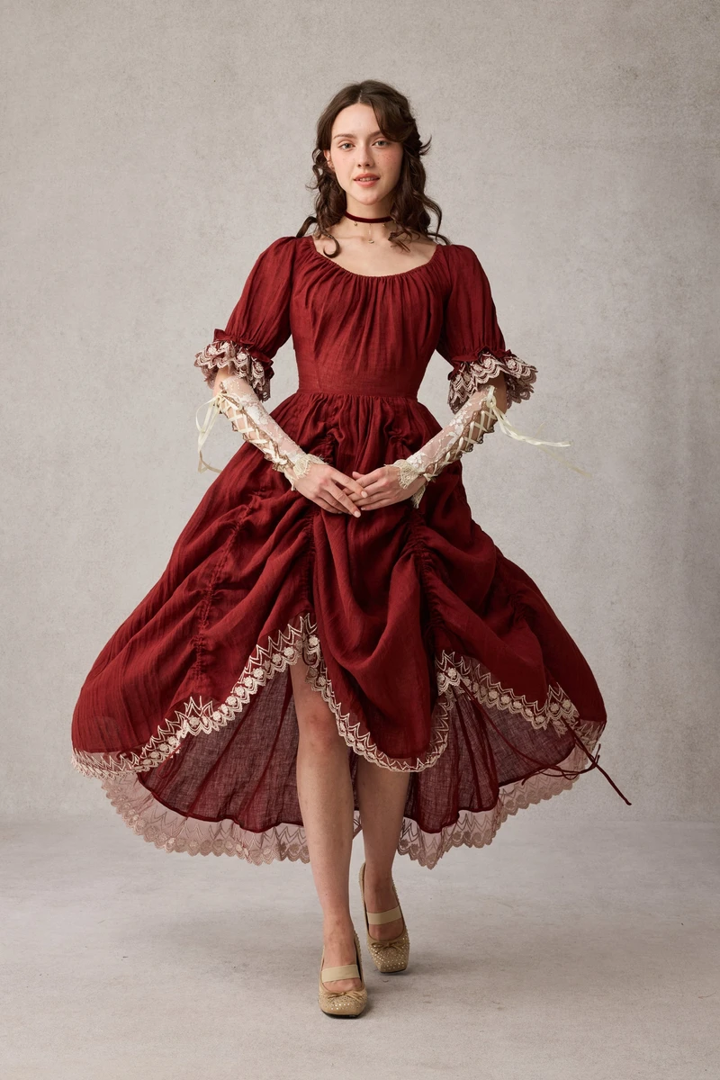 Elowen 27 | Lace Linen dress gown ( 2 way to wear )