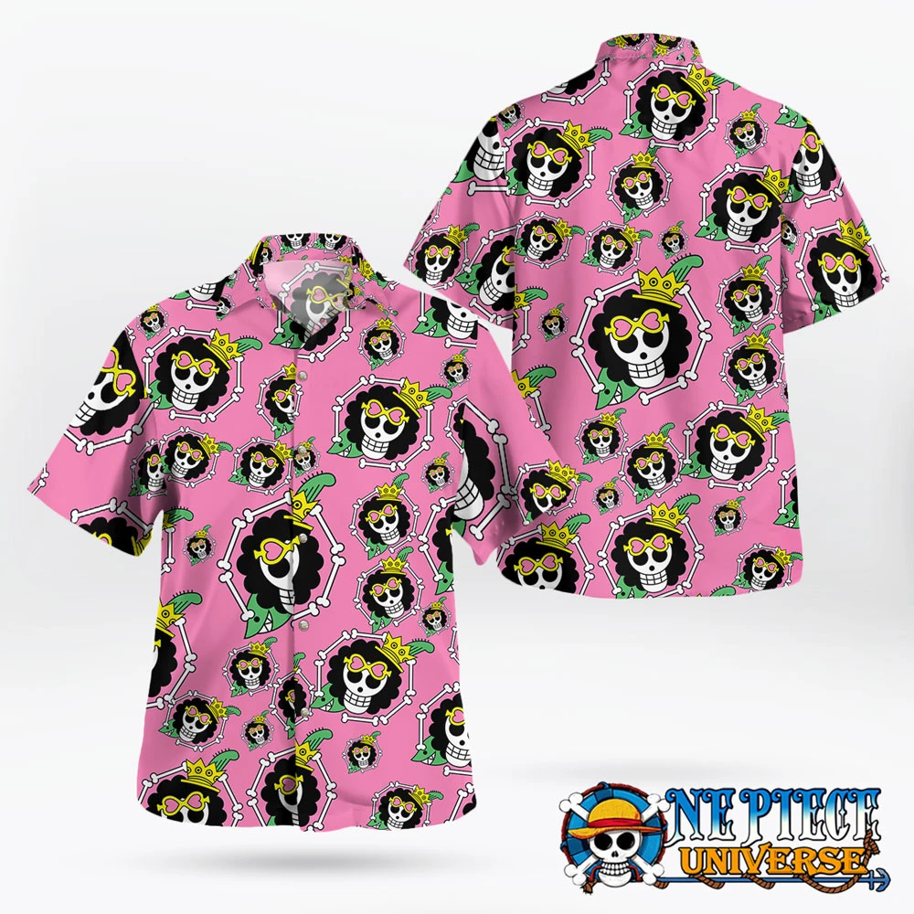 One Piece Brook Jolly Roger Pattern Hawaiian Shirt | One Piece Universe Store