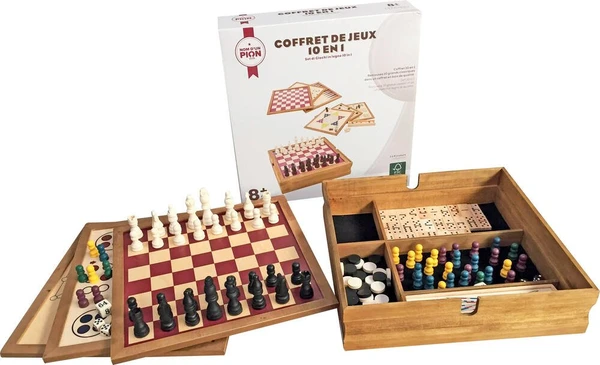 COFFRET JEUX EN BOIS 10 EN 1