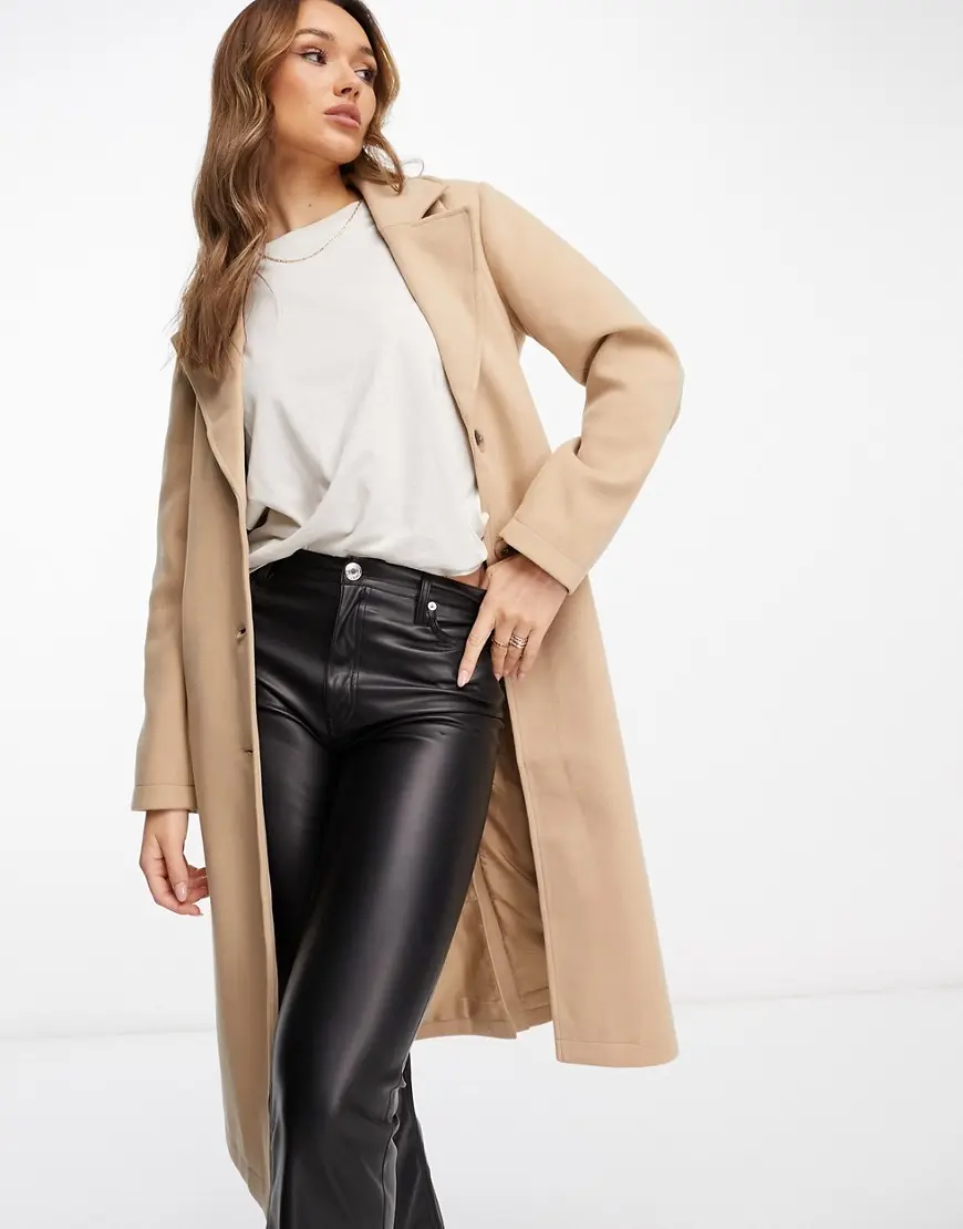 Vila - Manteau ajusté avec ceinture à nouer - Crème-Blanc