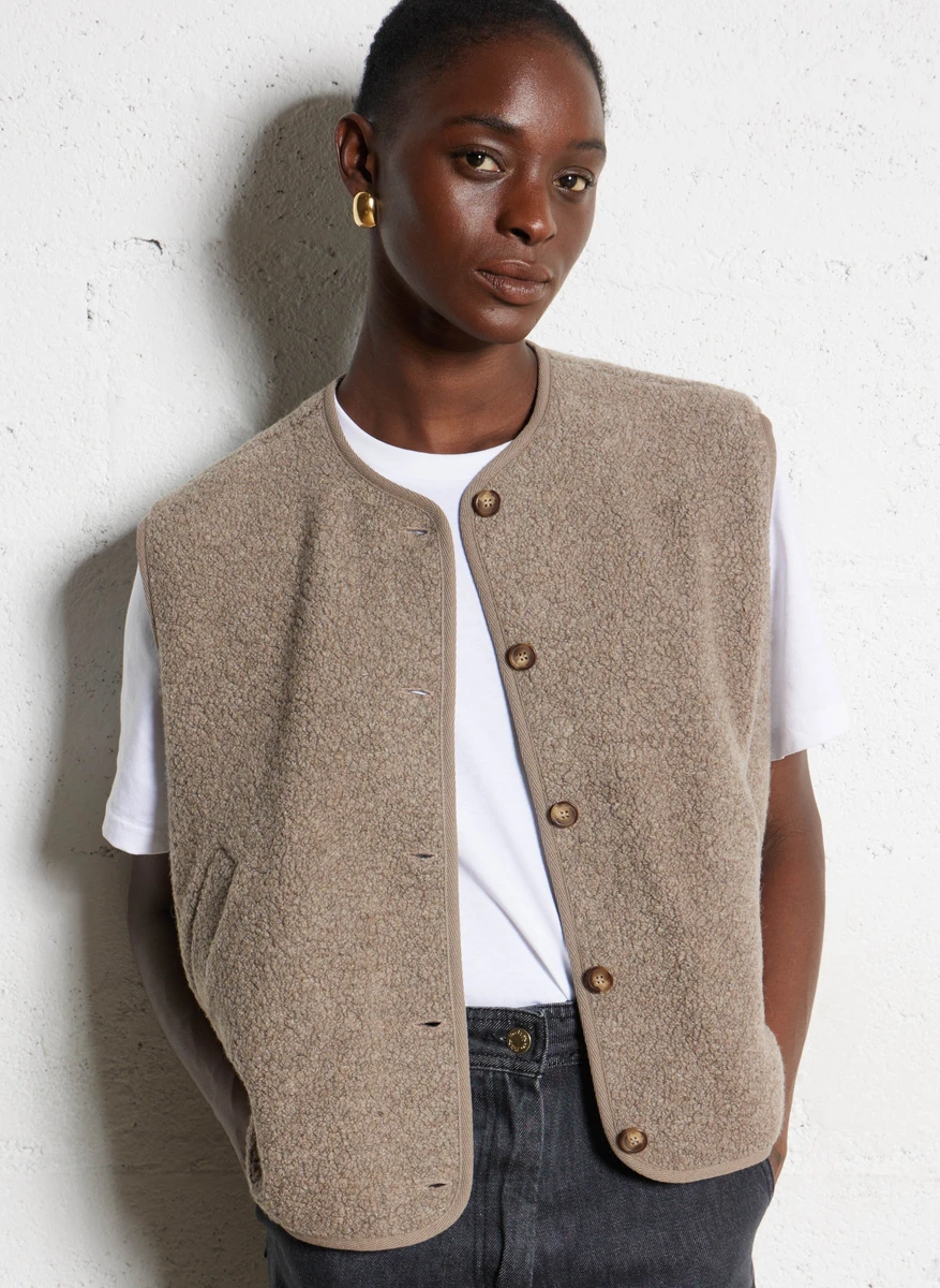 VESTE OVERSIZE EN LAINE MéLANGéE LOUP DES PETITS HAUTS - FEMME | Place des Tendances