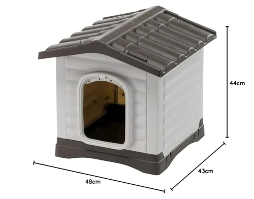 Ferplast Niche Chien Exterieur, Maison Chien, Niche Petit Chien, Système de Drainage, Grille d'Aération, Démontable, 43 x 48 x h 44 cm, DOGVILLA 50 Niche Plastique pour Chiens