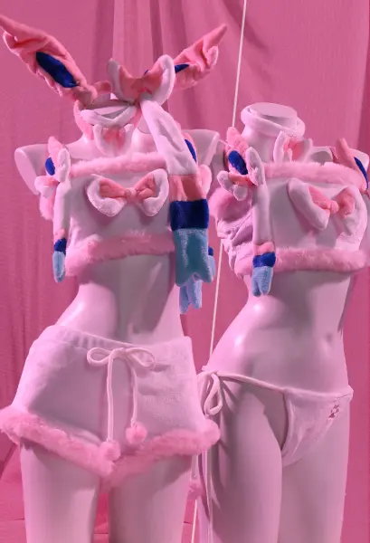PM Monstre Dérivé Lingerie Sexuelle Kawaii Deux Pièces avec Serre-tête et Bas