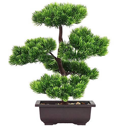 Aisamco Artificielle Bonsaï Arbre Faux Plante Décoration en Pot Artificielle Maison Plantes Japonais Pin Bonsaï Plante 33 cm de Hauteur pour La Décoration De La Maison Affichage
