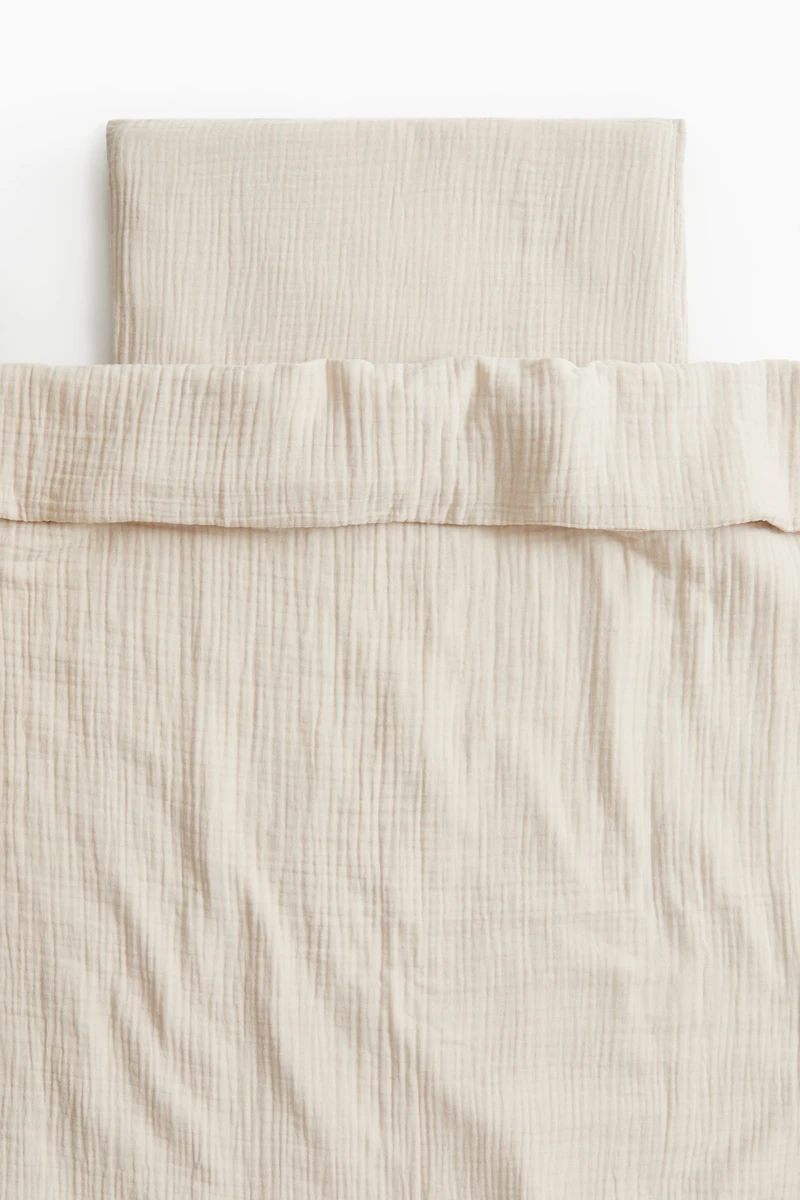 Parure de couette en mousseline pour bébé - Beige clair - HOME | H&M BE