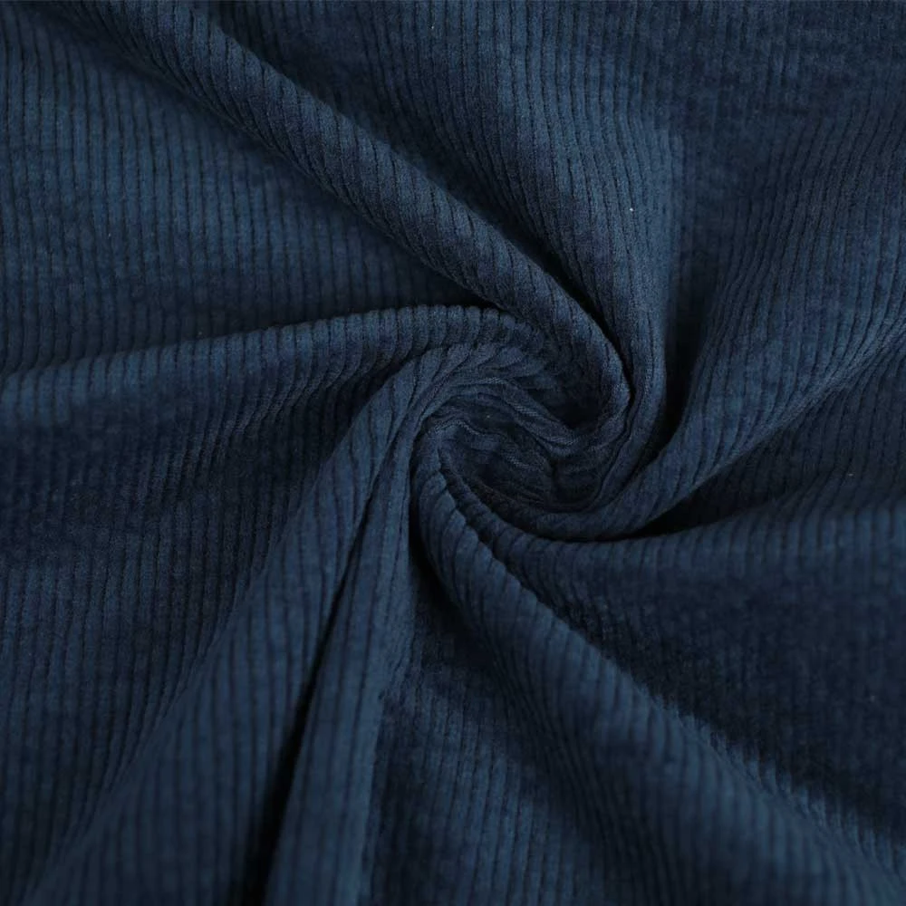 Tissu velours côtelé coton stretch uni - marine | Pour couture d'habits en velours de poids moyen