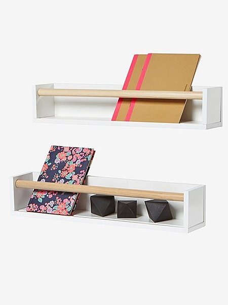Lot de 2 étagères livres LIGNE CONFETTI blanc/bois - Vertbaudet