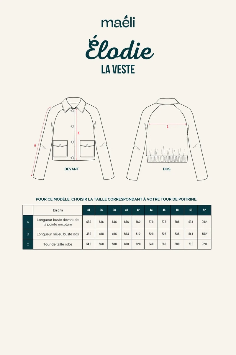 Patron La veste, Elodie