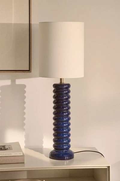 Lampe de table Boreto 75 cm en céramique et lin