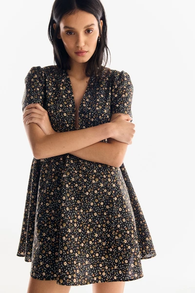 Robe en popeline de coton avec encolure en V