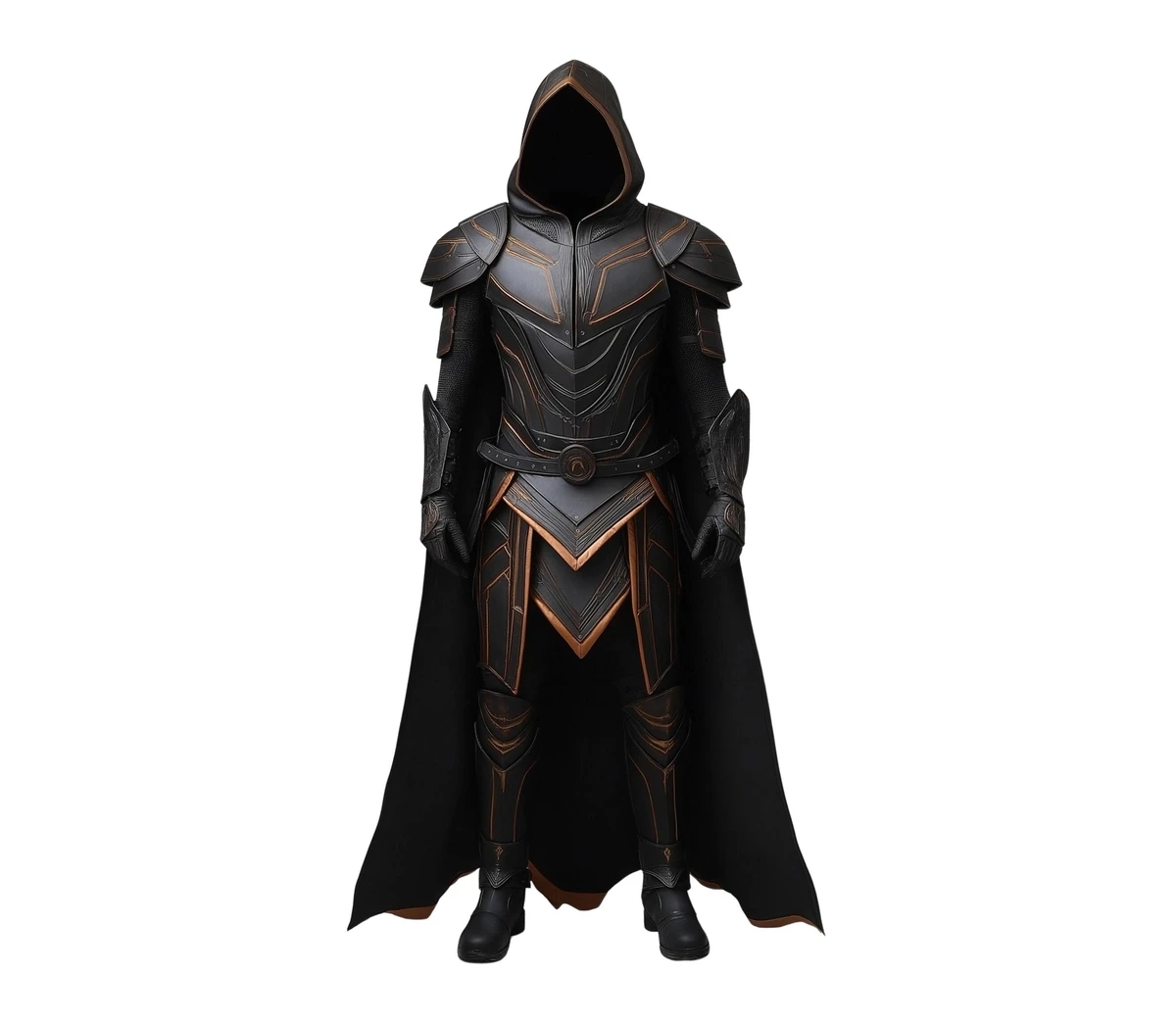 The Midnight Phantom – Medieval Hooded Cloak & Black Leather Armor – Authentic Cosplay Armor Costume – Fantasy Samurai Outfit & Ultimate Warrior Costume for Men