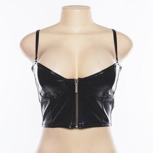 Bustier zippé simili cuir noir Sm