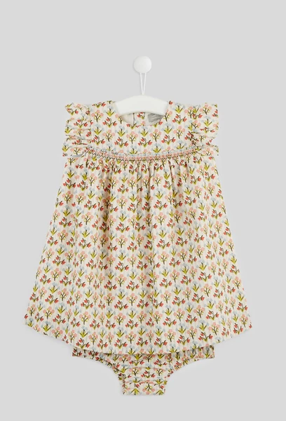 Robe manches courtes col rond avec culotte imprimées en coton BIO, certifié OEKO-TEX