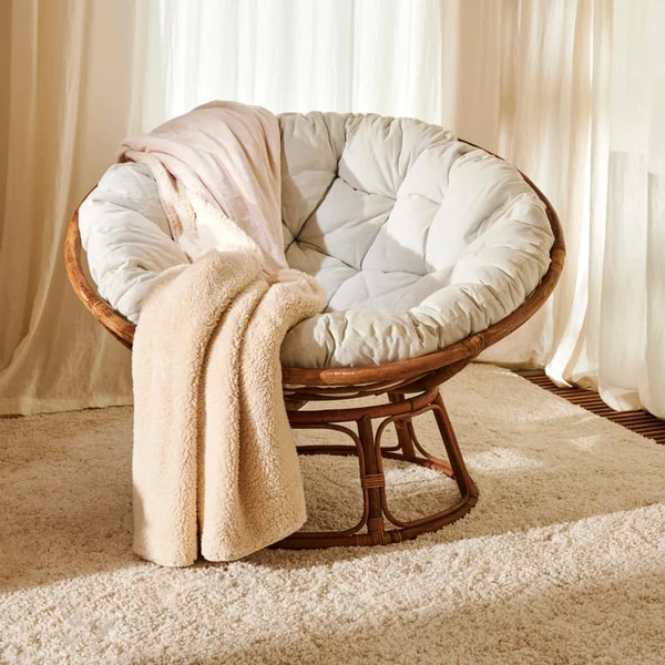 PAPASAN Chaise Lounge naturel, blanc cassé