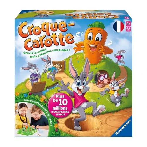 Ravensburger - Croque Carotte - Jeu de Société Rigolo - Jeu pour Famille avec Enfants - Course de Lapins Amusante - 2 à 4 Joueurs dès 4 Ans - 22223 - Version française