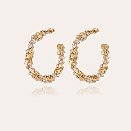 Boucles d'oreilles créoles Trévise strass dorées