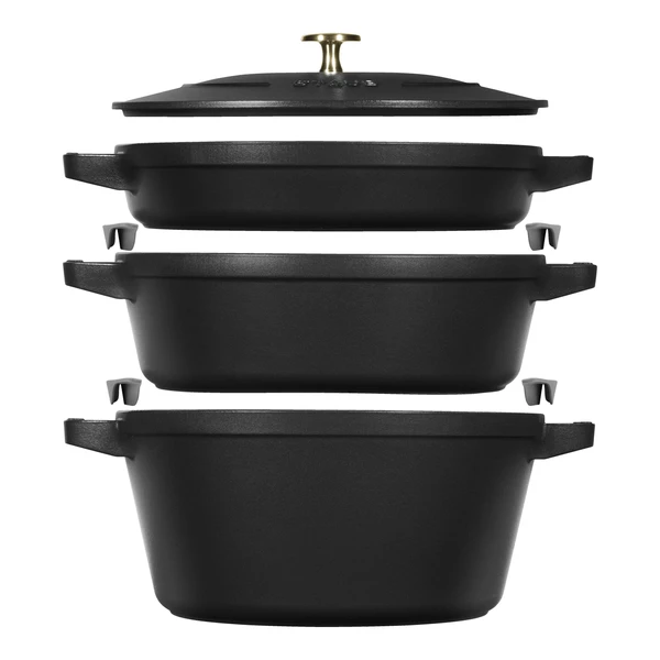 Staub Stackable Set 3-pcs, Set empilable, Noir mat