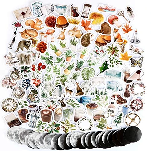 274PCS Autocollants Stickers Automne Amimaux Fleurs Plantes Etiquettes Adhésif de DIY Scrapbooking Album Photo 6 Boîtes pour Journal plan bricolage artisanat Scrapbooking Journal (Style_A)