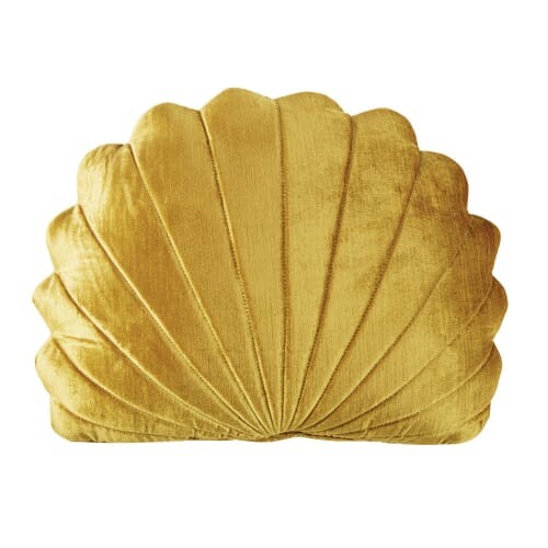 Coussin coquillage en velours doré 30x40 | Maisons du Monde