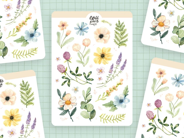 Sticker Sheet — Pastel Flowers