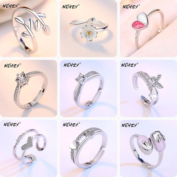 NEHZY 925 sterling silver Jewelry New Opening Ring Fashion Woman High Quality Retro Heart Shaped Kitten Cubic Zirconia Ring|Rings| - AliExpress