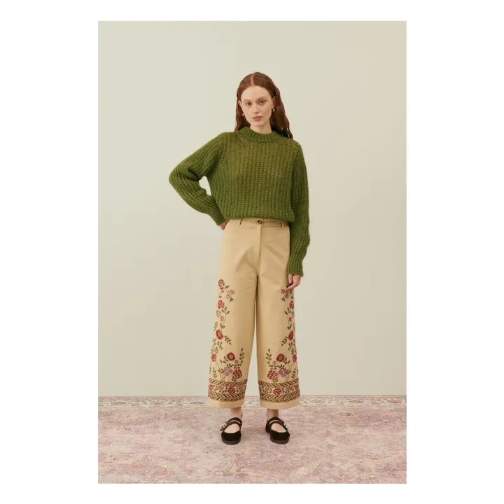 Louise Misha - Pull Dina Alpaga et Mohair - Collection Femme - Vert kaki | Smallable