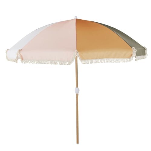 Parasol vintage 2x2m en toile vert kaki, orange, beige et rose Nicolo | Maisons du Monde