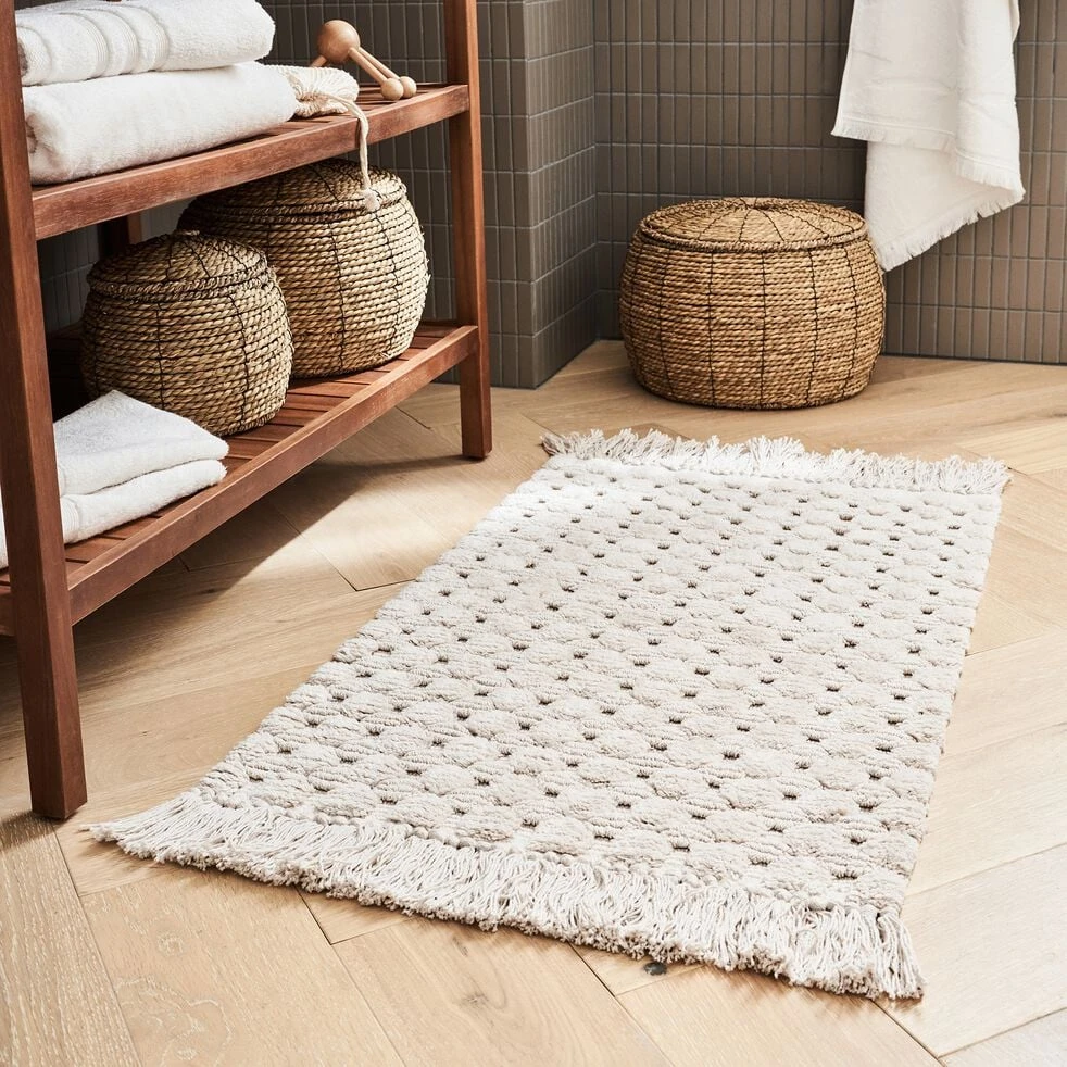 BUSSANA - Tapis de bain point bulle en coton 50x80cm - beige
