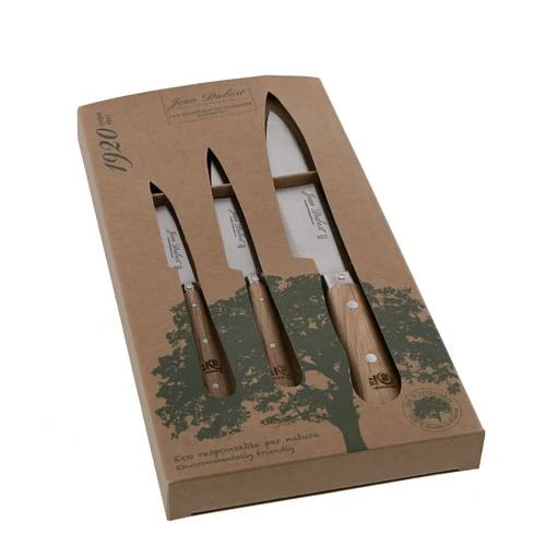 Coffret de 3 couteaux de cuisine manche chêne