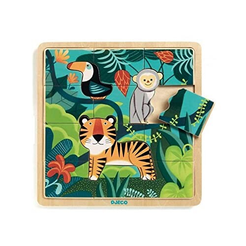 DJECO emboîtable Puzzle Jungle, DJ01810, Multicolore