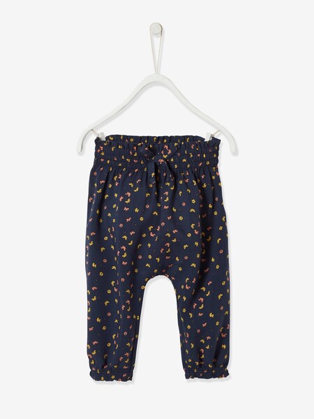 Pantalon imprimé bébé fluide bleu jean - Vertbaudet