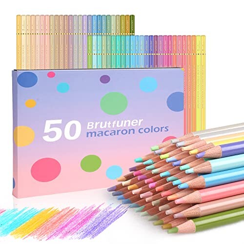 Crayons de Couleur Macaron 50 Couleurs, Crayons de Couleur D'artiste Crayons Pastel Pour Dessiner Des Fournitures D'art (50 Couleurs)