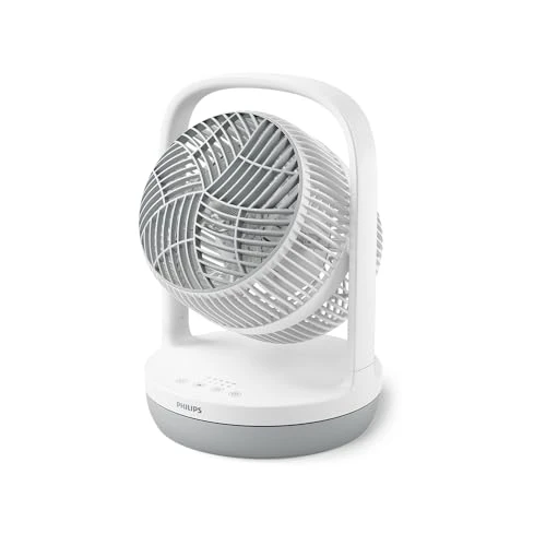 Philips Ventilateur de table oscillant série 2000. Puissant et ultra-silencieux. 23 dB. Circulation de l'air. Inclinaison réglable à 180°. Pour la maison et le bureau. CX2050, Blanc