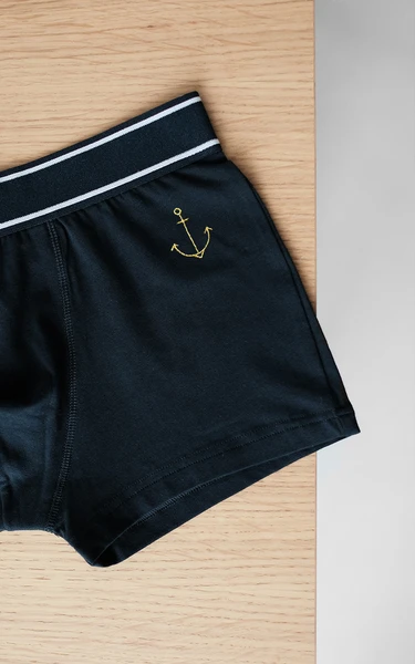 Boxer homme brodé Ancre marine